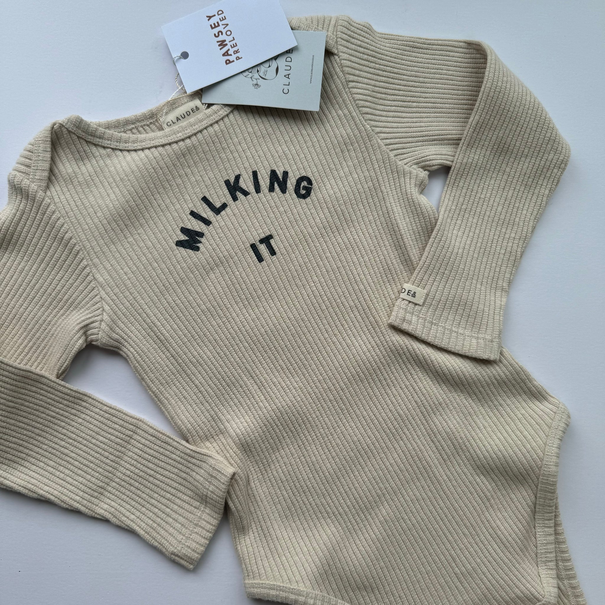 Milking It Bodysuit Oat 2-3Y