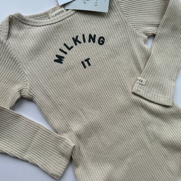 Milking It Bodysuit Oat 2-3Y