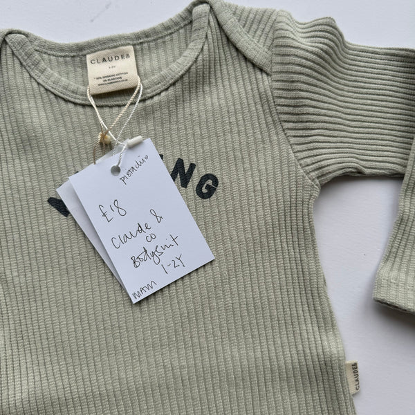 Milking It Ribbed Bodysuit Pistachio 1-2Y