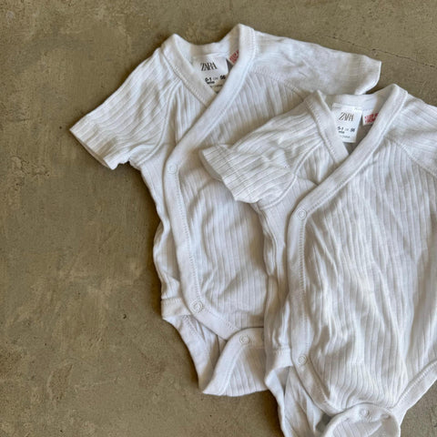 Zara Ribbed Bodysuits 0-1M