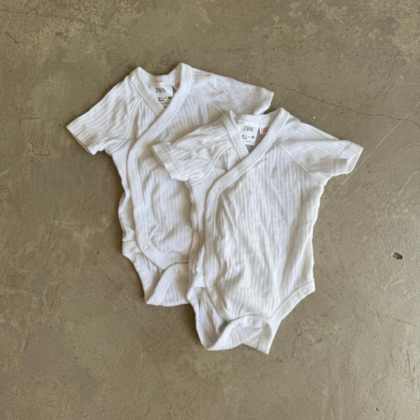 Zara Ribbed Bodysuits 0-1M